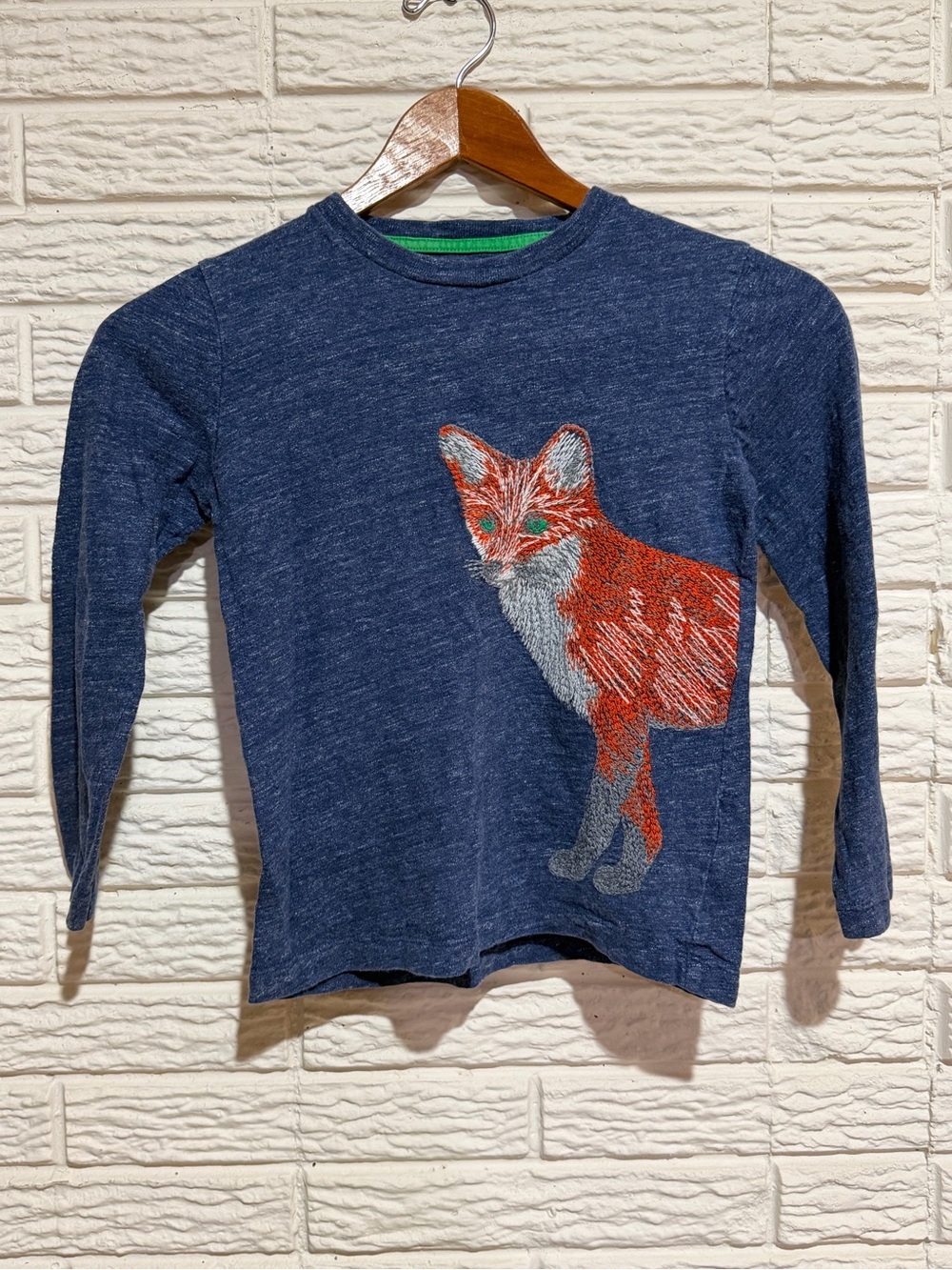 Mini Boden Boys Navy Long-Sleeve Tee with Superstitch Fox